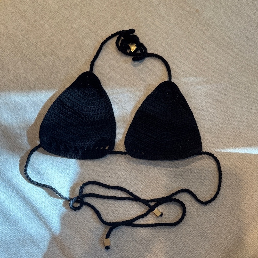 Black Crochet Bikini Top